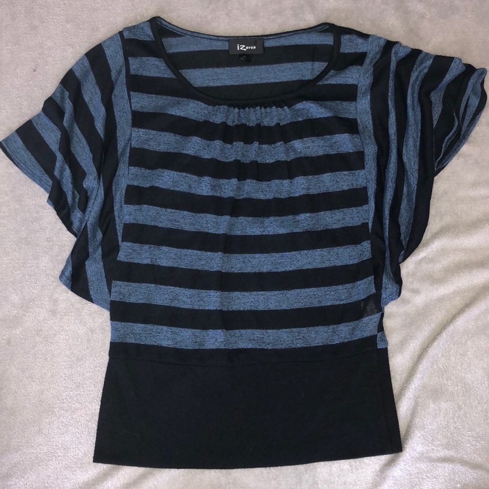 Black and blue stripped blouse